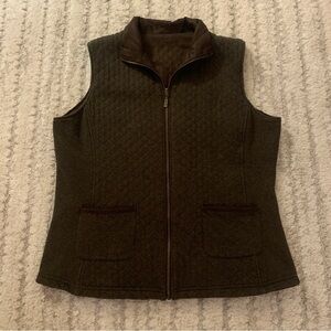 Tabi Active Reversible Quilted Olive and Brown Zipper Vest - 2 Looks - Large